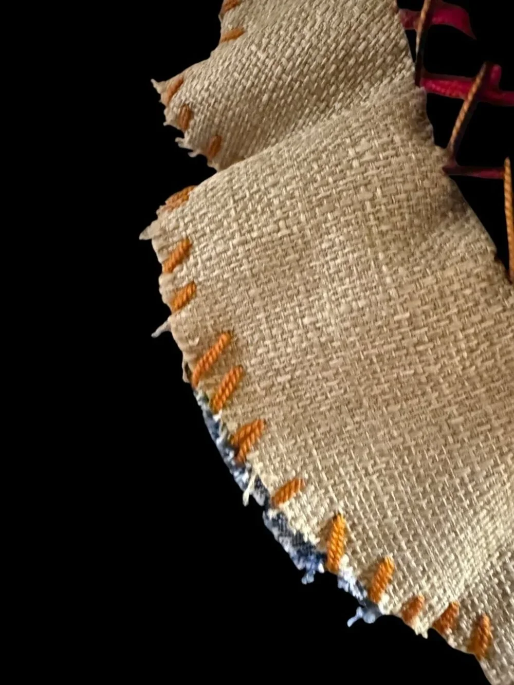 Artisan Patchwork Burlap Fabric Bucket Hat Decorative Stitching Boho Costume O/S